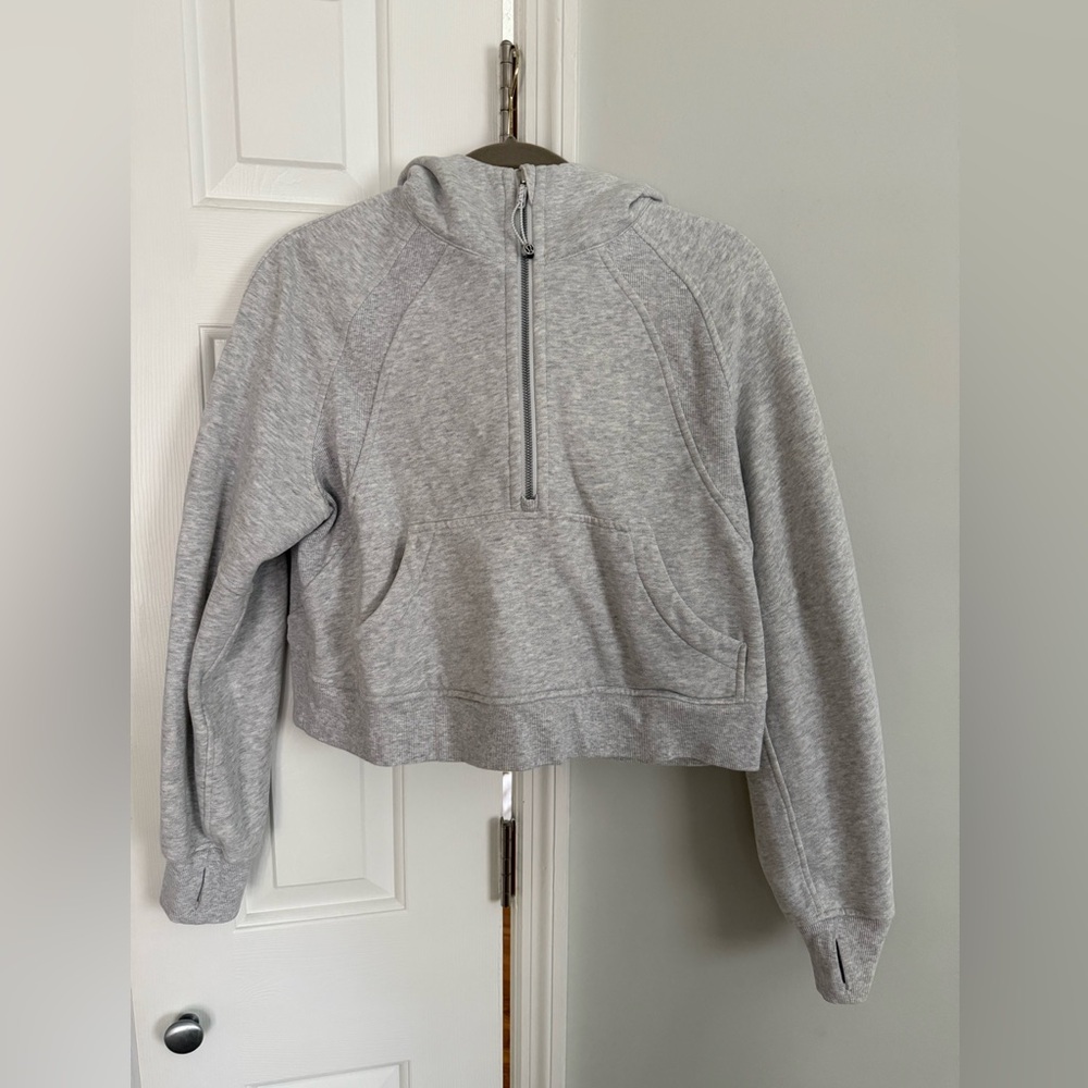 Lululemon Athletica Scuba Oversized Cropped Light Gray Hoodie - Picture 2 of 5
